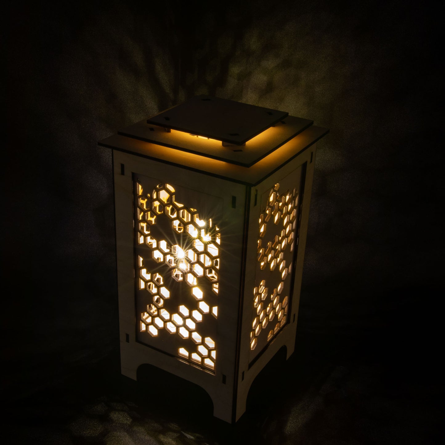 LED Lantern with Honeycomb Interchangeable Panels, Home and Office Decor