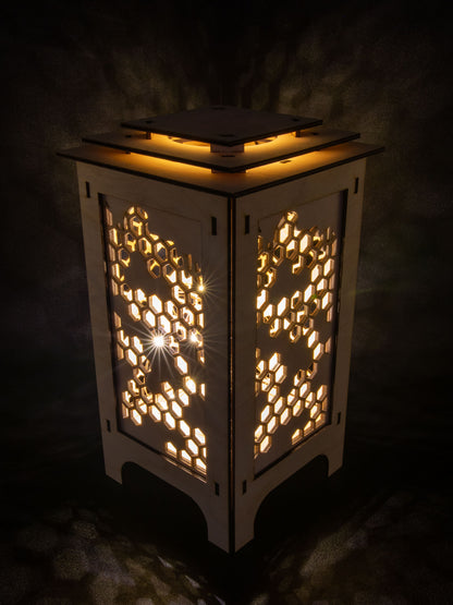 LED Lantern with Honeycomb Interchangeable Panels, Home and Office Decor