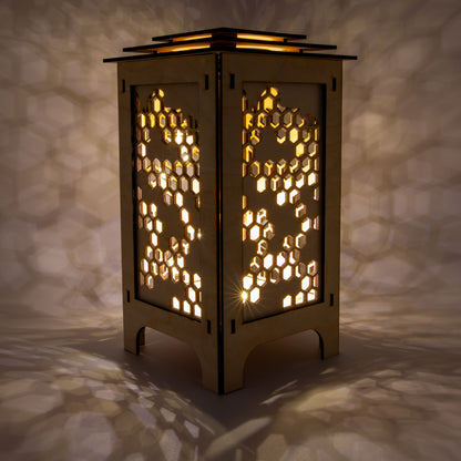 LED Lantern with Honeycomb Interchangeable Panels, Home and Office Decor