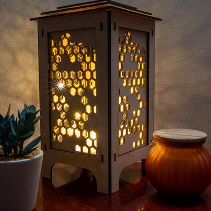 LED Lantern with Honeycomb Interchangeable Panels, Home and Office Decor