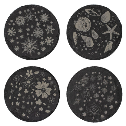 Seasonal Coaster Set - Winter, Spring, Summer, Fall Designs Set of 4