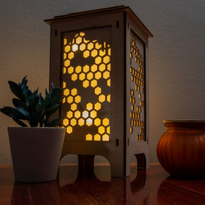 LED Lantern with Honeycomb Interchangeable Panels, Home and Office Decor