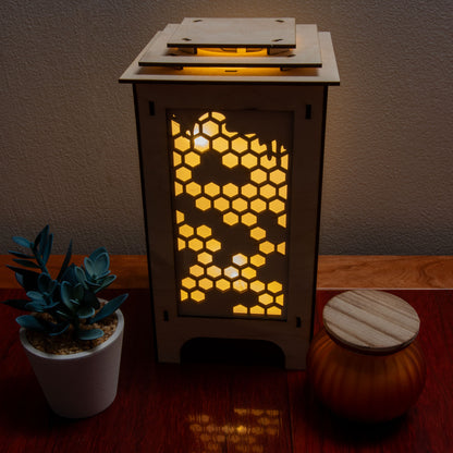 LED Lantern with Honeycomb Interchangeable Panels, Home and Office Decor