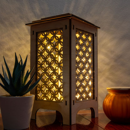 LED Lantern with Kumiko Shippo Interchangeable Panels, Home and Office Decor