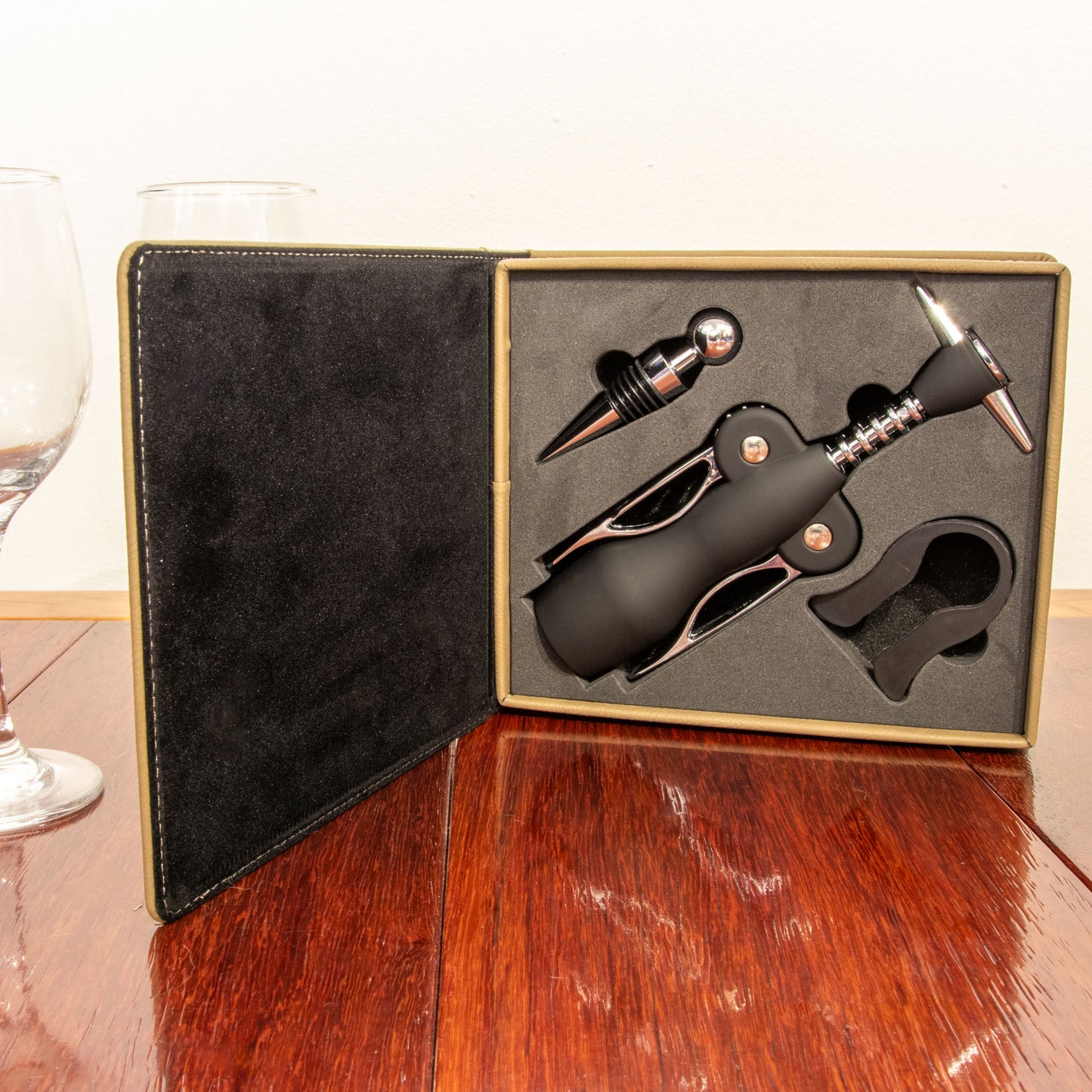 Faux Leather "Screw This" Personalized Wine Set with Corkscrew, Bottle Stopper, and Foil Cutter