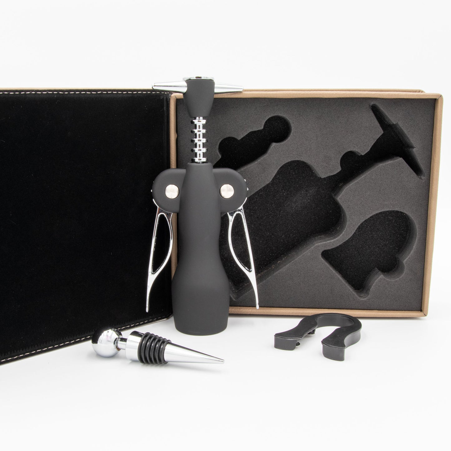 Faux Leather "Screw This" Personalized Wine Set with Corkscrew, Bottle Stopper, and Foil Cutter