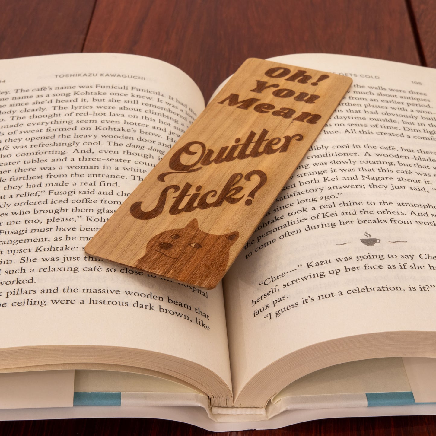 Cherry Wooden Doge Quitter Stick Dual-Sided Bookmark Meme