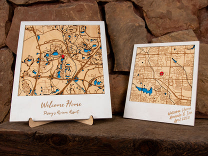 Custom Wood Laser-Cut Snapshot Map - Personalized Engraved City Map Wall Art, Unique Anniversary Gift