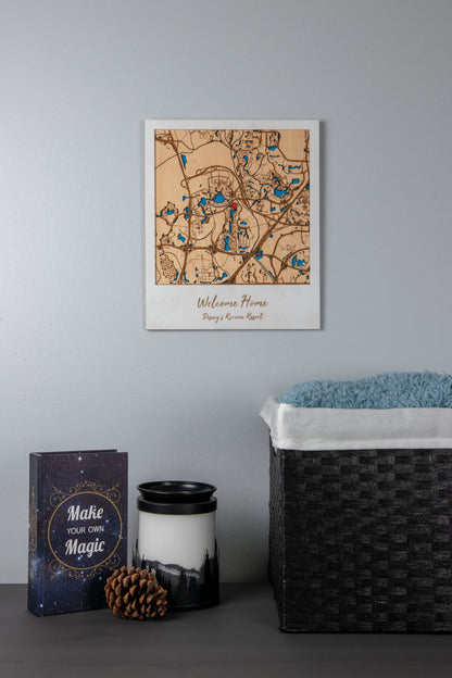 Custom Wood Laser-Cut Snapshot Map - Personalized Engraved City Map Wall Art, Unique Anniversary Gift