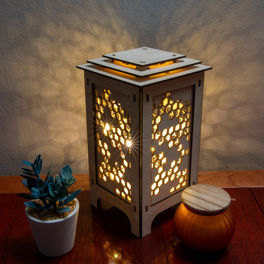 LED Lantern with Honeycomb Interchangeable Panels, Home and Office Decor